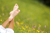 Foot in meadow